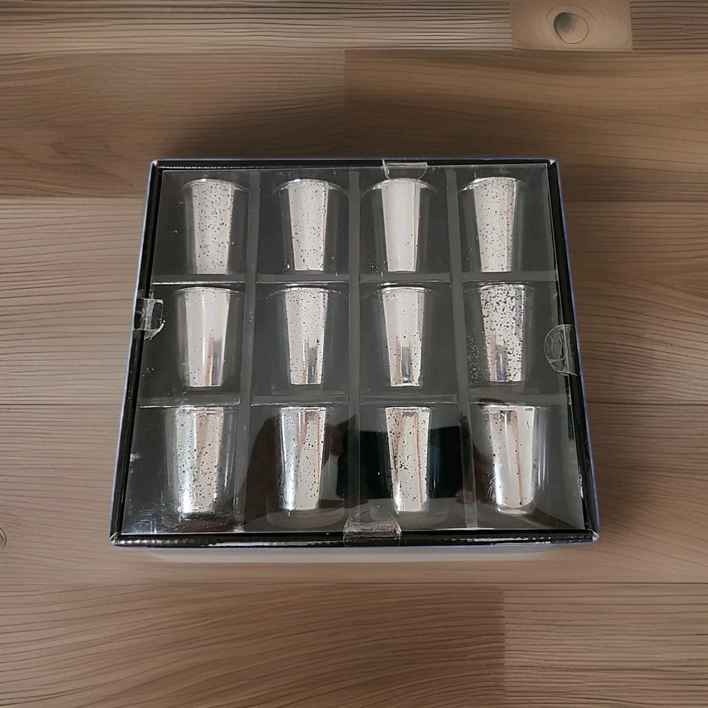 New Lot 12 Vintage Pfaltzgraff Speckled Mercury Glass Votive Candle Holders NIB